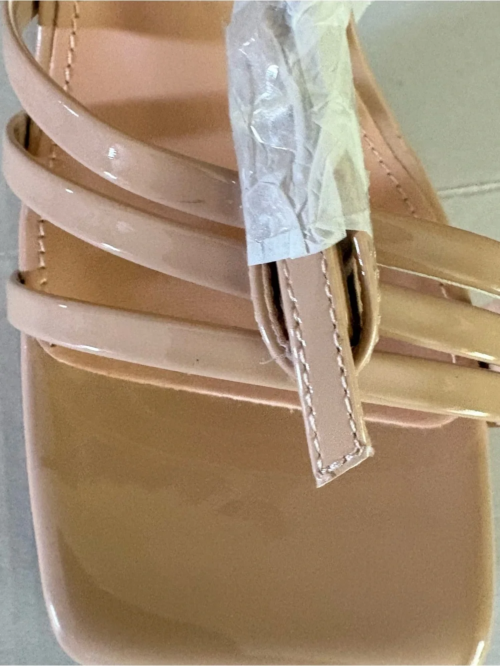 AITIKISS Women's Nude Strappy Square-Toe Heels New in Box 6 1/2